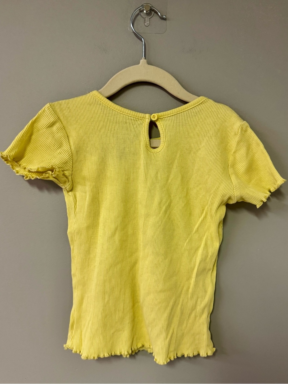 George Yellow Ribbed Short Sleeve Tee with Ruffle Edges - Picture 2 of 3